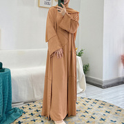 马来西亚土耳其连衣裙3件套高档礼服民族长裙，保守阿拉伯沙特长袍