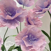 定制紫色手揉纸花套装大型手工假花组合商场道具纸艺花成品