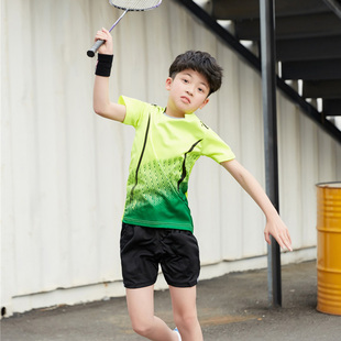 儿童羽毛球服男童训练服乒乓，球衣女孩速干运动套装网球服上衣夏季