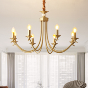 全铜客厅吊灯美式乡村卧室主灯，餐厅欧式复古法式轻奢蜡烛黄铜灯具