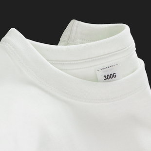 300g重磅纯棉白色短袖T恤纯色潮牌圆领美式vintage阿美咔叽男女款