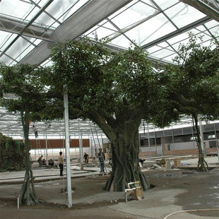 仿真绿色榕树叶，人造大型榕树室，内外仿真榕树造景玻璃钢榕树