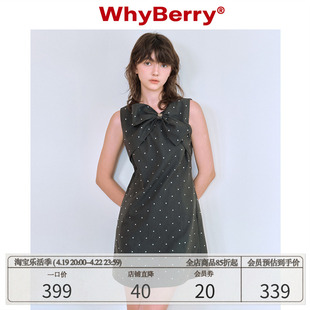 whyberry24ss“星的重奏”微a无袖连衣裙不规则，蝴蝶结修身裙子女