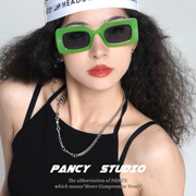 PANCY自制复古粗边墨镜长方框欧美韩版个性前卫y2k眼镜装饰眼镜女