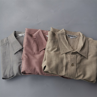 原单 衬衫纯色短袖100%真丝绢纺厚实基本百搭款柔软上衣外贸 