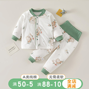 婴儿衣服秋冬夹棉分体套装，6一12月8宝宝，棉服冬季薄棉棉衣冬装