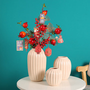 现代简约陶瓷花瓶北欧纯色，软装样板房桌面装饰品干花容器艺术摆件