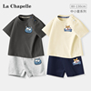拉夏贝尔男童套装夏装宝宝，t恤运动服儿童，短袖洋气小男孩短裤童装