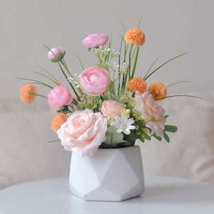 假花仿真花客厅家居装饰品塑料花，室内餐桌花，摆设盆栽轻奢花艺摆件