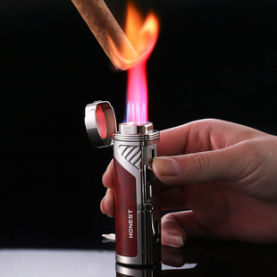百诚防风打火机充气个性多功能雪茄四直冲创意红火苗雪茄打火机