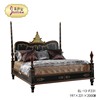 美式奢华大气复古实木床1.8米黑色描金手绘仿古法式床床头柜组合