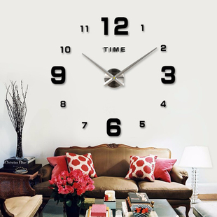 3d免打孔挂钟钟表立体北欧简约创意时钟现代客厅装饰艺术静音挂表