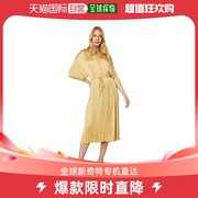 香港直邮潮奢 VINCE 女士短袖褶皱条带翻领连衣裙
