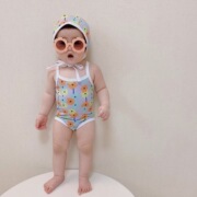 韩国同款儿童连体婴儿泳衣泳帽小童宝宝女童孩温泉沙滩游泳衣度假