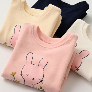 可爱小兔儿童纯棉磨毛长袖t恤女童打底衫舒适百搭上衣秋