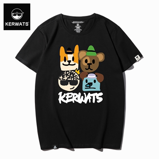 kerwats可维斯品牌95棉男女，t恤衫动物卡通印花夏季大码短袖t恤