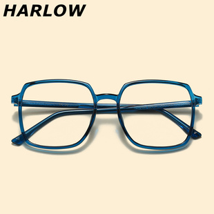 蓝色眼镜框可配近视镜片男女方脸大框显瘦TR90网红款眼镜架韩版潮