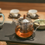 新羽福禄手工耐热玻璃茶壶，带304不锈钢，过滤网泡茶壶带盖家用茶具