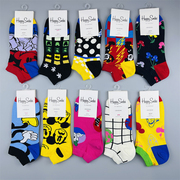 HappySocks短袜女士棉百搭四季款网红潮袜情侣袜米奇系列卡通船袜