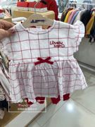 韩国中小童装夏季女童，宝宝红色格子，飞袖裙衫t短裤套装