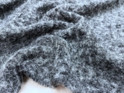 慵懒随性黑灰色圈圈弹力针织时装，毛料面料秋冬外套开衫羊毛呢布料