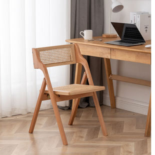 新实木可折叠家用榉木折叠餐椅简约可叠放会议椅省空间便携实木品