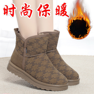 女2024冬季老北京布鞋加绒棉鞋防滑外穿雪地靴休闲时尚短靴子