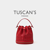 tuscan's镂空雕花抽绳水桶，包包女士单肩斜挎真皮时尚时代双鱼ss24