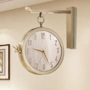 现代简约双面挂钟家用客厅，北欧双面钟表，中式石英钟创意时尚静音钟