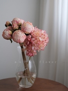 仿真花芍药玫瑰花束花艺套装客厅装饰加花瓶欧式家居餐桌室内假花