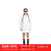 pempl长袖连衣裙女春季宽松直筒，显瘦圆领卫衣裙纯色内搭短裙