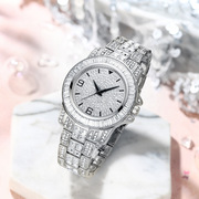 士手表5201潮流 复古水钻石英时尚女休闲圆形金色普通国产腕表