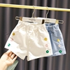 女童短裤2023刺绣小花白色牛仔短裤女童夏季女婴儿童可爱水洗热裤
