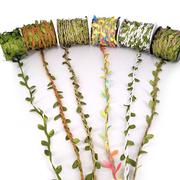 绿色森系藤条麻绳带叶子绳子，手工制作diy装饰树叶照片墙材料