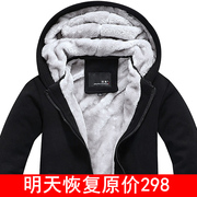 冬季男士卫衣加绒加厚衣服秋学生韩版潮流套装保暖羊羔绒宽松外套