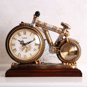 家用客厅钟表座钟台式欧式复古个性创意摩托车，摆件时钟静音石英钟