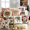 美式奢华纯棉刺绣抱枕套，不含芯正方形，北欧风沙发抱枕靠垫客厅靠枕