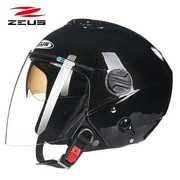 中国台湾zeus瑞狮头盔，男摩托车3c认证双镜片半盔大码四分之三