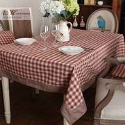 餐桌布布艺美式乡村棉麻格子布小清新长方形北欧家用田园椅套套装