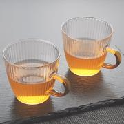 茶具加厚耐热高温玻璃小茶杯品家用带把小号，玻璃水杯花茶杯咖啡杯
