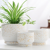 花盆陶瓷简约个性欧式带托盘，三件套白色家用阳台绿萝多肉花盆