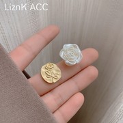 s925银针不对称花朵耳钉女夏季款独特小众设计感耳环2021年潮