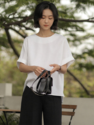韩国文艺夏季女装宽松显瘦显瘦圆领半袖亚麻T恤女士上衣