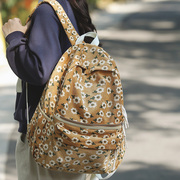 美式书包女初中高中大学生小碎花，双肩包日系ins轻便小众设计背包