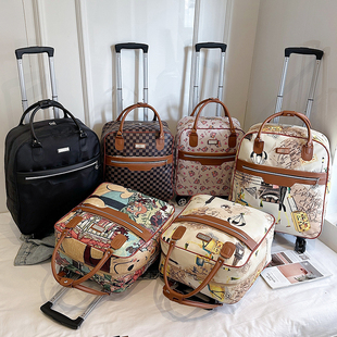 短途拉杆包手提旅游行李袋登机箱折叠万向轮旅行包女大容量滑轮包