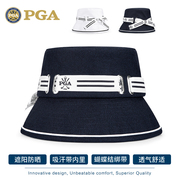 美国PGA 高尔夫球帽女士渔夫帽遮阳防晒内里吸汗带蝴蝶结绑带