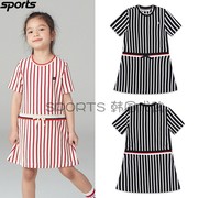 韩国onoffgolf高尔夫球，裙22新女儿童，条纹配色纯棉连衣裙