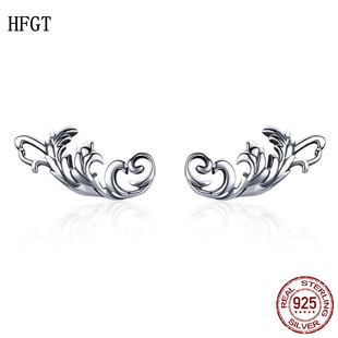 hfgt原创设计复古欧花时尚s925纯银，耳环防过敏气质银耳钉时尚个性