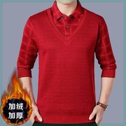 2023中老年本命年大红色针织衫，加绒加厚毛衣，上衣男爸爸装毛衫