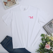 夏季女士t恤上衣短袖常规纯棉白色体恤欧美大码女装M字创意印花